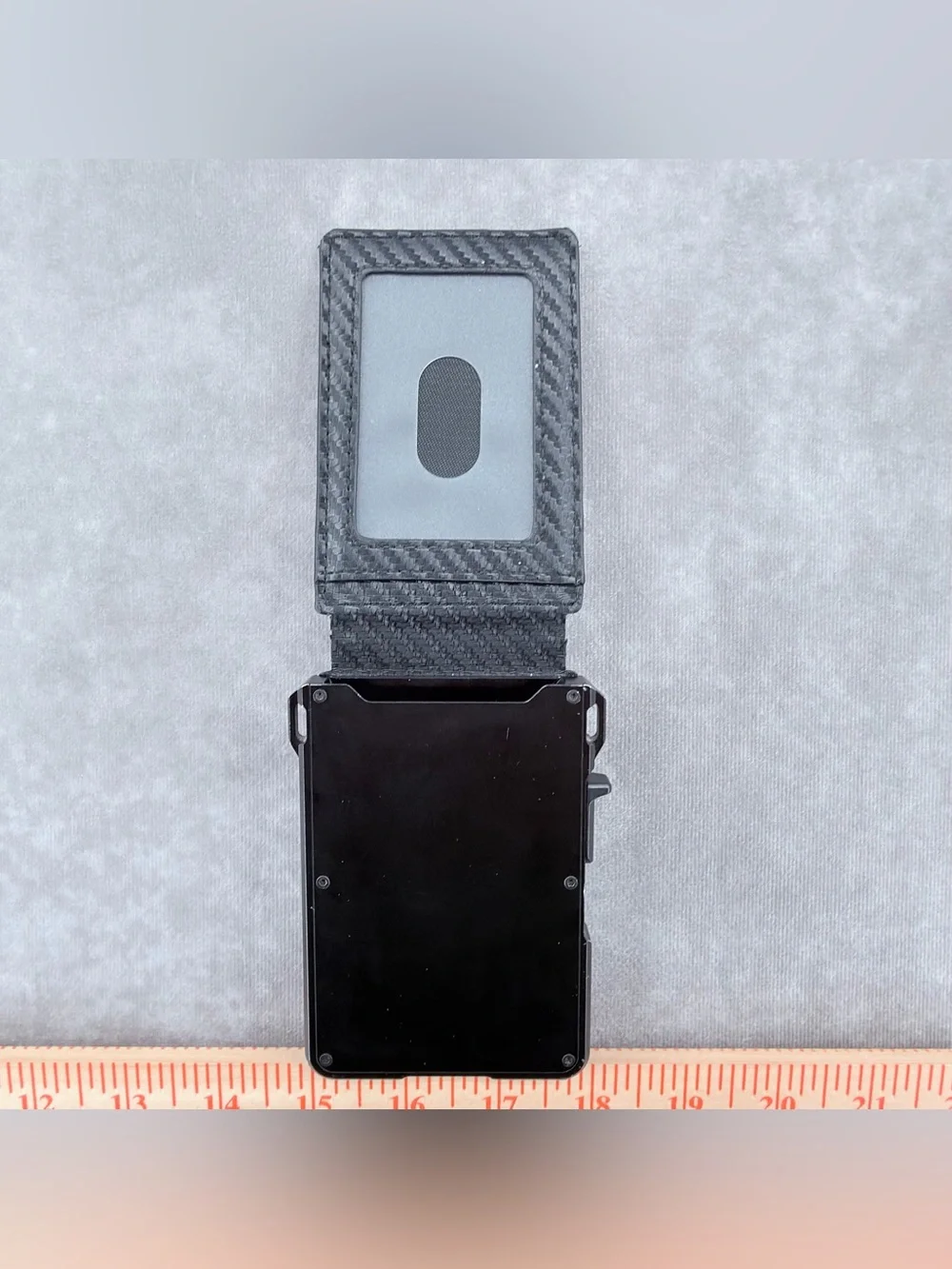 Carbon-Fiber Textured Black Money Clip Wallet for Men